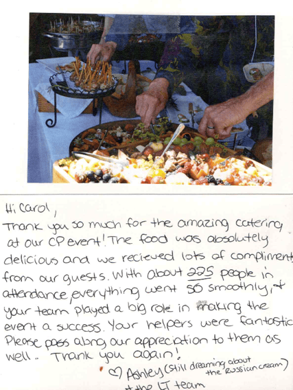 Thank you Island Girls Catering from Ashley